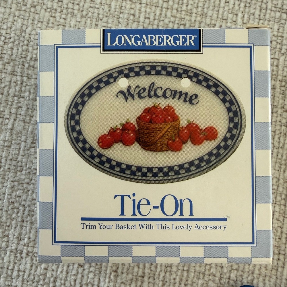 Vintage Longaberger Tie - On Basket‎ Accessory Welcome Apples 1997 New
